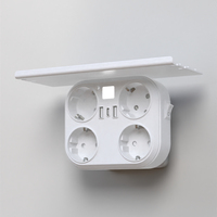 Lampu Malam LED Cerdas, Pelindung Lonjakan Listrik USB Outlet Dinding Gaya Eropa, Soket Daya Ekstensi 4 Outlet AC