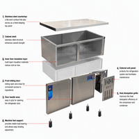 Table de préparation de sandwichs en acier inoxydable de qualité supérieure, réfrigérée, 2 à 8 postes ℃   Refroidisseur de sandwichs à air pour restaurant