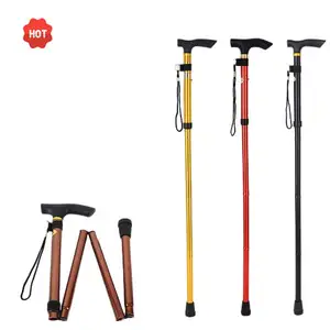 2023 New products outdoor Folding telescopic ultralight four section cane walking stick portable senior citizen cane
