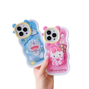 Lovely 3D Cartoon Printing Design Phone case Wave bear stand mobile phone case TPU Mobile Phone Back Cover Case For Iphone15