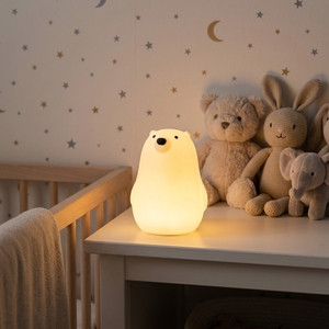 <span class=keywords><strong>Veilleuse</strong></span> LED MUID en silicone motif petit ours blanc, mignonne et mini, avec lumière blanc chaud pour chambre d'enfant et chevet - Product Image 1