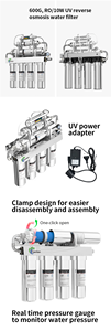 <span class=keywords><strong>Depuratore</strong></span> d'<span class=keywords><strong>Acqua</strong></span> RO a 8 Stadi con UV da 600GPD <span class=keywords><strong>per</strong></span> Uso Domestico, Struttura Interamente in Acciaio Inox con Manometro - Product Image 6