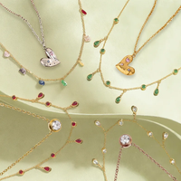 Collier élégant en acier inoxydable 304, goutte d'eau, zircon coloré, design à pampilles, avec chaîne O, bijoux tendance pour femmes