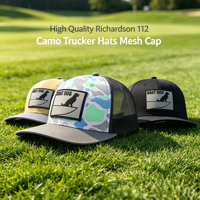 Casquette de chasse et de pêche Richardson 112 à 5 ou 6 panneaux, motif camouflage Real Tree, broderie 3D, maille respirante, style trucker, vente en gros