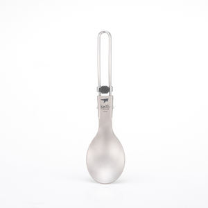 Cuchara plegable portátil de titanio, duradera, ultraligera, ecológica, vajilla gris plateada, resistente a la corrosión, para viajes, picnic, al aire libre - Product Image 2