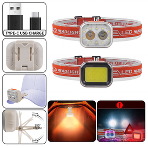 Linterna frontal LED súper brillante para correr de noche al aire libre, equipo de camping, recargable por USB, luz con clip para gorra, luz de trabajo, faros delanteros. - Product Image 6