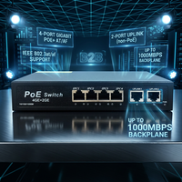 Commutateur PoE Gigabit non géré ANPA AP-3024MN 52V 4GE+2GE 1000Mbps RJ45 QoS pour caméra CCTV empilable 12Gbps IEEE 802.3af/at AI