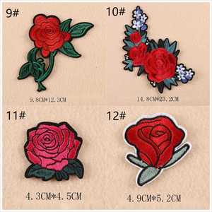 China Embroidery Manufacturer Custom Embroidered Red Flower Rose Patch - Product Image 4