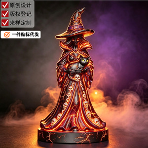 Estatua de Resina de Bruja con Gato para Decoración de Mesa de Halloween, con Opción de Iluminación, para Dropshipping en Shopify - Product Image 4