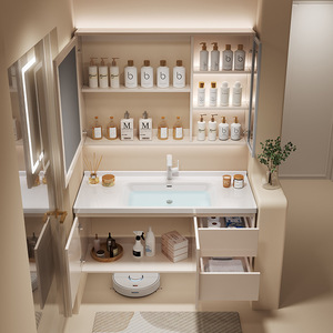 JINGSHUN Badezimmer-Spiegelschrank-Kombination Toiletten-Waschtisch Waschbecken Wasserdichter All-in-One Intelligenter Maßgeschneiderter Aufbewahrungsschrank - Product Image 2