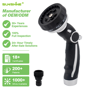 Spruzzatore <span class=keywords><strong>da</strong></span> <span class=keywords><strong>Giardino</strong></span> in Metallo SUNSHINE <span class=keywords><strong>con</strong></span> <span class=keywords><strong>Pistola</strong></span> a Spruzzo Regolabile e Controllo del Flusso Multi-Pattern per Irrigazione e Lavaggio Auto - Product Image 1