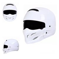 Casque de moto vintage intégral Samurai Black Scorpion Indian Warrior avec protège-mentons amovibles
