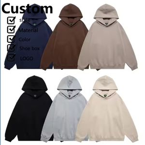 Haute Qualité 420gsm Coton Lourd Surdimensionné Hoodies No String Unisexe Logo Polaire Blanc Pull À Capuche - Product Image 1