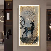 Maison de luxe Design lumière LED cerf animaux diamant cristal porcelaine tenture murale décor peinture