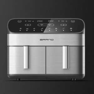 Большая цифровая фритюрница из нержавеющей стали емкостью 10 л, 4 + 4 л - Product Image 1