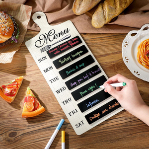 <span class=keywords><strong>Tableau</strong></span> de planification de menu en bois pour cuisine avec 7 marqueurs et serviette, planificateur hebdomadaire <span class=keywords><strong>mural</strong></span> pour salle à manger et décoration intérieure - Product Image 6