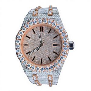 Moissanite Diamond Luxury Men's VVS Moissanite Stainless Steel <b>Iced</b> <b>Out</b> Hip Hop Custom <b>Watch</b> 10 Bar Water Resistant - Product Image 1