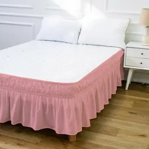 유럽 스타일 홈 섬유 침대 스커트 핑크 이집트면 탄성 먼지 침대 스커트 킹 사이즈 침대 스커트