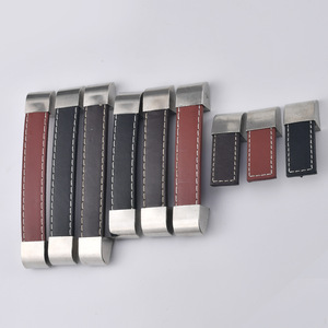 Leather Furniture Handles Square Single Hole <b>Black</b> Brown Durable Cabinet Drawer Wardrobe Use - Product Image 2