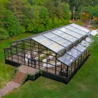 Tente de réception de luxe pour mariages et événements, chapiteau à structure noire, type Atrium, pour 100, 300, 500, 1000 personnes, grande tente de fête