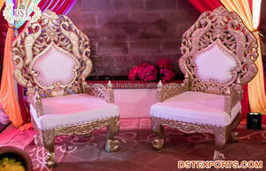Latest Design Bridal Throne <b>Chairs</b> for Wedding Stage Beautiful Bollywood Inspired Bride Groom <b>Chair</b> Set Made Durable Teak Wood - Product Image 2