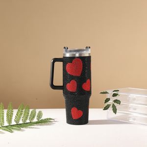 Modern Design Heart-shaped Diamond Cup 40 oz Vacuum <b>Drum</b> Cup with Heart-shaped Handle Suitable <b>for</b> Valentine's Day Travel - Product Image 6