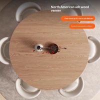 Table à manger moderne minimaliste de grande capacité avec base conique en placage de bois de frêne pour petits et grands espaces