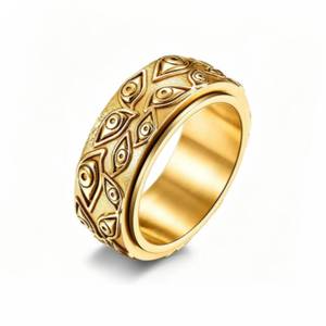 Anillo Giratorio de Acero Inoxidable en Acabado Dorado, Plateado y Negro para Joyería de Estilo Gótico o Punk para Hombre - Product Image 4