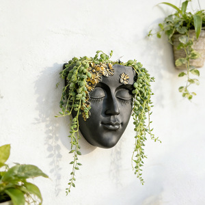 Maceta Creativa con Diseño Abstracto <span class=keywords><strong>de</strong></span> Rostro y Flor, Decoración <span class=keywords><strong>para</strong></span> Sala <span class=keywords><strong>de</strong></span> Estar, Patio Exterior, Jardín, Manualidades Decorativas - Product Image 1