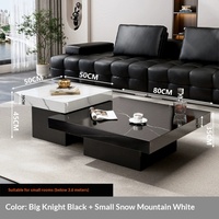 Table basse électrique minimaliste italienne en ardoise, cadre en bois, sensation de luxe léger, haut de gamme, idéale pour les petits salons, carrée