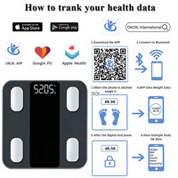 Timbangan Digital Pintar Pengukur Lemak Tubuh Presisi Tinggi Okok App180kg Pengontrol Berat Badan Alat Ukur Kesehatan Timbangan Manusia Baterai