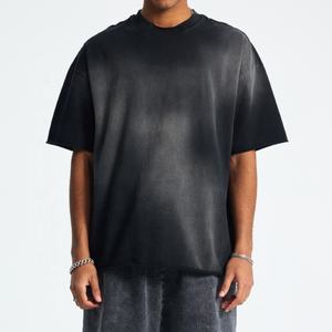 Lavage à l'acide lourd goutte épaule Curling en détresse plaine blanc 100% coton surdimensionné Streetwear vêtements pour hommes t-shirt - Product Image 4