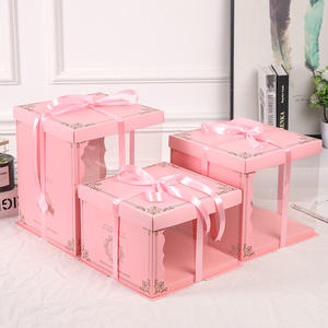 6 8 10 12 Pouces Boîte à Gâteau Translucide Rose/<span class=keywords><strong>Bleu</strong></span>/<span class=keywords><strong>Blanc</strong></span> pour Anniversaire Baptême Livraison Emballage - Product Image 1