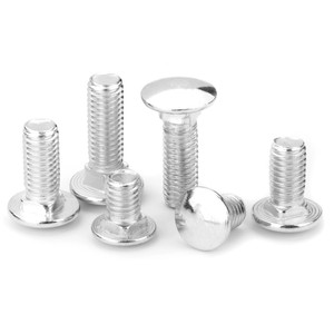 Vis à tête champignon M12 x 30, grade 8.8, vis à tête ronde à col nervuré, finition zinc blanc, normes américaines et britanniques - Product Image 3
