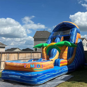 Giá Rẻ Thương Mại Màu Xanh Lòng Bàn Tay Inflatable Cây Cọ Ướt Và Khô <span class=keywords><strong>18</strong></span> <span class=keywords><strong>Ft</strong></span> Cao Screaner Dành Cho Người Lớn Trượt Nước Lướt Sóng Trượt - Product Image 2