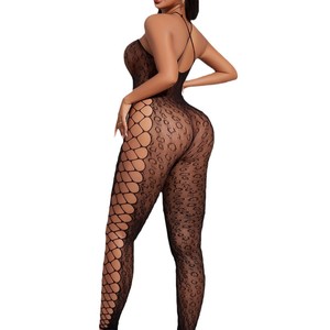 Yue Die Lingerie Erotica Europea e Americana, Body Sexy in Rete Traforata, Taglie Forti, Stampa Leopardata, Seduzione - Product Image 5