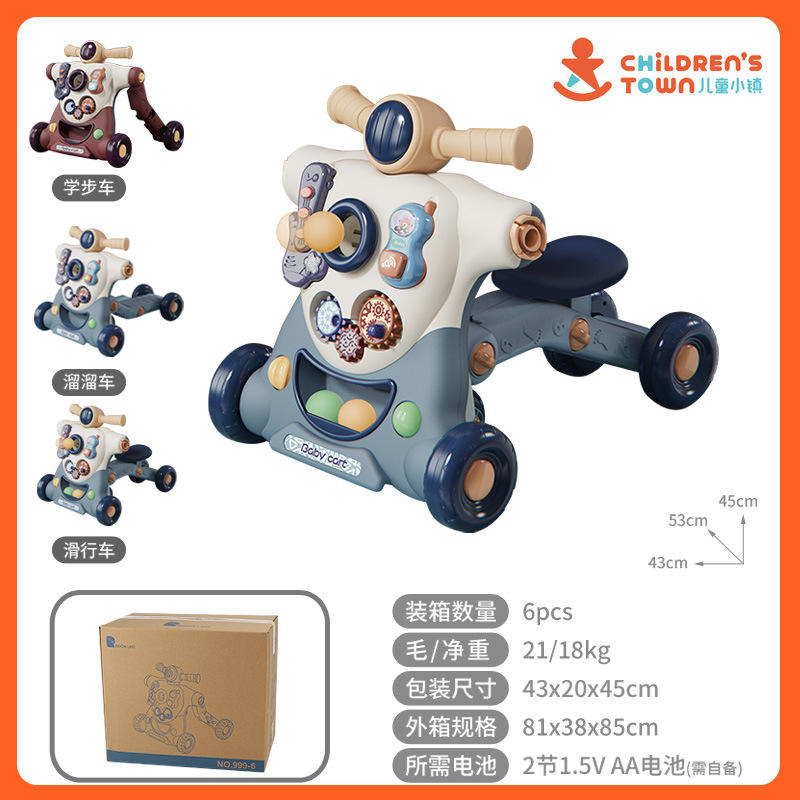 3-in-1 sliding walker-blue