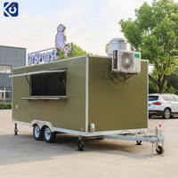 Remolque Móvil de Helados y Postres, Camión de Comida Totalmente Equipado, Carrito de Concesiones para Venta en Fiestas en la Playa, Festivales y Eventos
