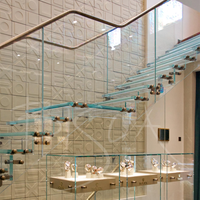 Foshan Maßgefertigte Freischwebende Treppe Gehärtetes Glas Balustrade Holzhandlauf Offener Treppenstufen-Freitragender Treppenaufgang