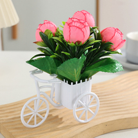 Ensemble de fleurs artificielles pour voiture, ornements décoratifs, bouquet de fleurs séchées en soie plastique, décoration de la maison, vélo, théière