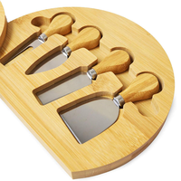 Planche à découper en bois écologique chinoise pas chère avec tiroir coulissant et plateau à fromage rond, compatible lave-vaisselle, avec ensemble de couteaux