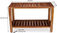 Banc de douche en teck de luxe de 30 pouces avec étagère de rangement, entièrement assemblé, tabouret de bain pour spa et salle de bain, doté d'une base antidérapante