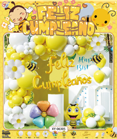 Abeille thème Latex couleur ballon ensembles jaune or noir guirlande arc Kit espagnol fête d'anniversaire décorations fournitures