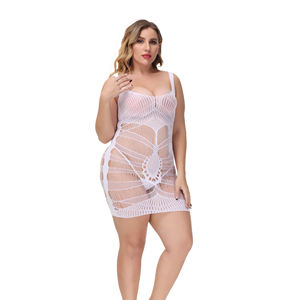 Femmes <span class=keywords><strong>grande</strong></span> <span class=keywords><strong>taille</strong></span> transparent tentation sous-vêtements Sexy Lingerie Sexy blanc résille body - Product Image 3