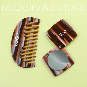 Midairy personalizzato logo rettangolo trucco tascabile specchio da uomo in acetato baffi barba pettine Set per acconciatura strumenti 4448 12.9cm - Product Image 4