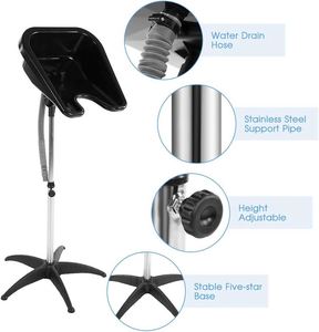 Muebles para Salón de Belleza, Sillas con Lavabo para Lavar el Cabello, Lavabo Portátil para Champú, Negro - Product Image 3