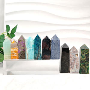 Varita de Cristal Curativa al por Mayor, Punta de Tetraedro, Cristal Natural Artesanal, Material Mixto, Cristal Artesanal para Decoración - Product Image 1