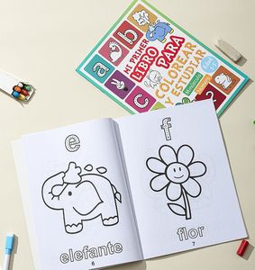 Alfabeto español números dibujo aprendizaje educación temprana palabra cognitiva libro para colorear libro de aprendizaje para niños - Product Image 5