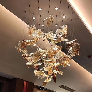 Lampadario della lobby dell'hotel a foglia d'acero arte modellante luce Hotel sala personalizzata luce semplice lampadario in vetro - Product Image 2