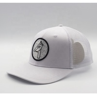 Casquette Trucker de Haute Qualité à 6 Panneaux en Maille avec Patch Tissé Cercle Blanc pour Extérieur